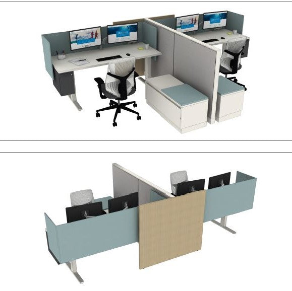 HMI Canvas Wall Based 2-Seat Workstation
